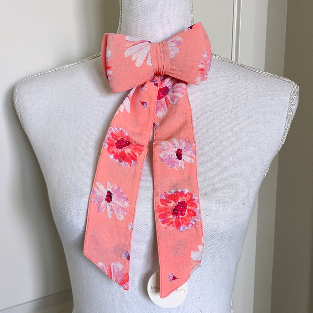 LoveShackFancy Lorna Floral Bow Barrette Hair Accessorie Coral Blaze - Picture 9 of 15